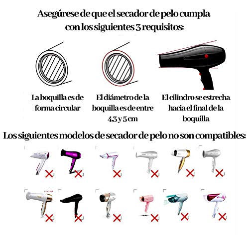 PHOENIX PRODUCTS - Difusor de Silicona Plegable Universal Portátil de Viaje para Secador de Pelo Profesional, Kit de Aceites Esenciales de Aire Caliente para Cabello Rizado Naturales