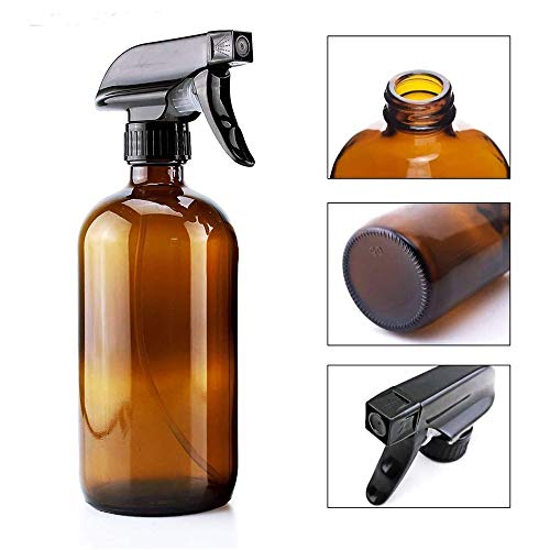 PhoenixDN 2 Piezas de Botellas de Spray de Vidrio Vacías, Botellas de Spray de Vidrio Ámbar, Botellas de Cristal Vacías para Aceites Esenciales, Detergentes, Plantas, Cabello