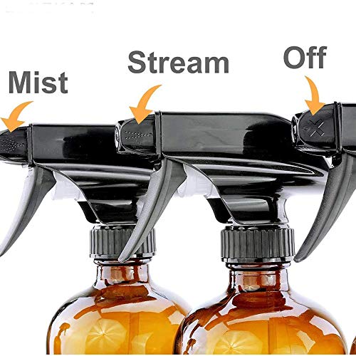 PhoenixDN 2 Piezas de Botellas de Spray de Vidrio Vacías, Botellas de Spray de Vidrio Ámbar, Botellas de Cristal Vacías para Aceites Esenciales, Detergentes, Plantas, Cabello