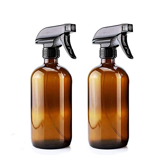 PhoenixDN 2 Piezas de Botellas de Spray de Vidrio Vacías, Botellas de Spray de Vidrio Ámbar, Botellas de Cristal Vacías para Aceites Esenciales, Detergentes, Plantas, Cabello