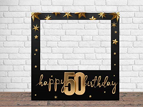 Photocall Feliz 50 Cumpleaños Estrellas 100 x100 cm | Regalos para Cumpleaños | Photocall Económico y Original | Ideas para Regalos | Regalos Personalizados de Cumpleaños