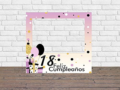 Photocall Feliz Cumpleaños 18 Niña 1x1m | Detalles Cumpleaños | Photocall Económico y Original | Disfruta de Unas Divertidas Fotos con Nuestro photocall de cumpleaños