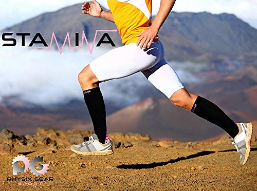 Physix Gear Sport Calcetines de compresión, los Mejores Calcetines compresión Mujer y Hombre para el Dolor de pies y Gemelos, Medias de compresión Hombre y Mujer, 1 par, S/M, Negro/Rosa