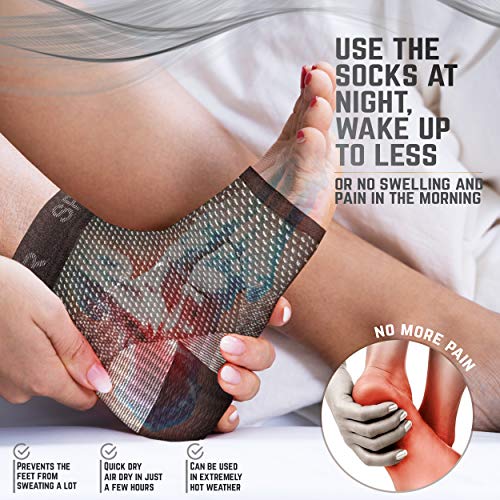 Physix Gear Sport Calcetines Fascitis Plantar, Las Mejores Medias compresión Hombre y Mujer para aliviar el Dolor de pies, Calcetines compresión para Mejorar la circulación, 1 par, XXL, Negro