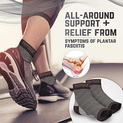 Physix Gear Sport Calcetines Fascitis Plantar, Las Mejores Medias compresión Hombre y Mujer para aliviar el Dolor de pies, Calcetines compresión para Mejorar la circulación, 1 par, XXL, Negro
