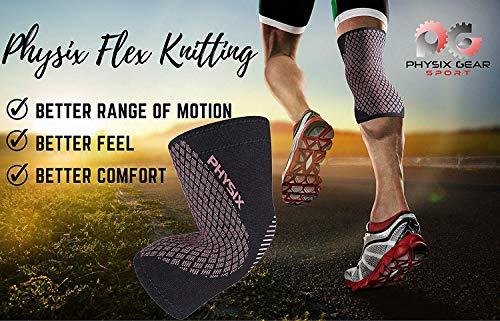 Physix Gear Sport Rodillera Deportiva, Las Mejores Rodilleras Crossfit Mujer y Hombre Antideslizantes, Rodilleras Deportivas cómodas y fáciles de Poner, Rodillera de compresión, 1 ud, XXL, Negro/Rosa