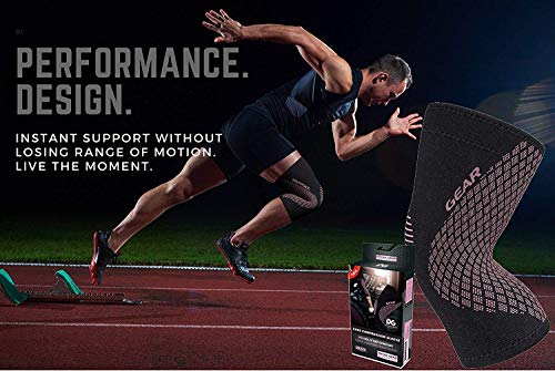 Physix Gear Sport Rodillera Deportiva, Las Mejores Rodilleras Crossfit Mujer y Hombre Antideslizantes, Rodilleras Deportivas cómodas y fáciles de Poner, Rodillera de compresión, 1 ud, S, Negro/Rosa