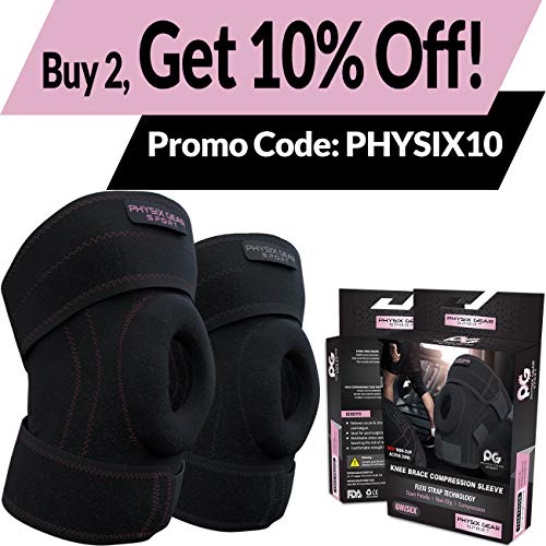 Physix Gear Sport Rodilleras Deportivas para Hombre y Mujer, la Mejor Rodillera menisco y ligamentos con Orificio para Sujetar la rótula, Rodilleras Baloncesto, Voleibol, fútbol, 1 ud, XL, Negro/Gris