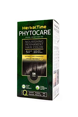 Phytocare Tinte permanente y nutritivo para cabello sin amoniaco, sin PPD, sin SLS, sin parabenos Color Cacao 5N