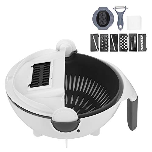 Picador de patatas, rallador de verduras, multifunción con cesta de drenaje Suministros de cocina para patatas caseras, pepinos, cebollas, zanahorias