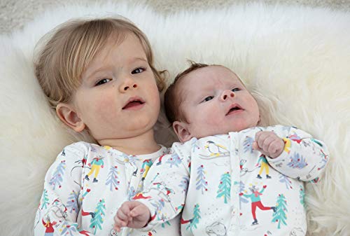 Piccalilly - Pijama de Navidad para bebé con pies, algodón orgánico suave, recién nacido hasta 12 meses Blanco blanco 0-3 Meses