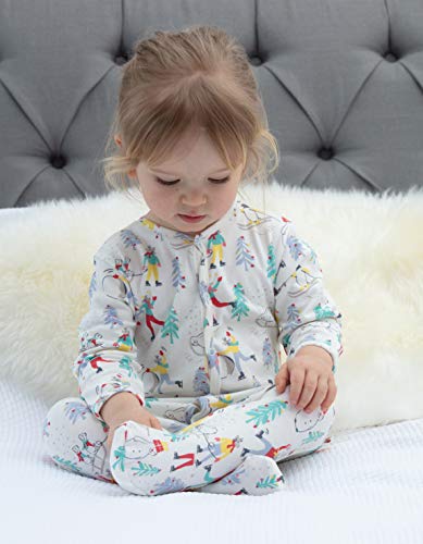 Piccalilly - Pijama de Navidad para bebé con pies, algodón orgánico suave, recién nacido hasta 12 meses Blanco blanco 0-3 Meses