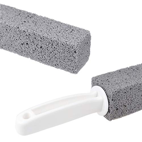 Piedra de Limpieza de Piedra Pómez Natural 2pcs con Mango Agua Dura del Tocador Limpiador para Limpieza Plato/Olla/Rust/Parrilla/Cuidado de Los Pies, Grano Fino, Resistente, Alta Densidad