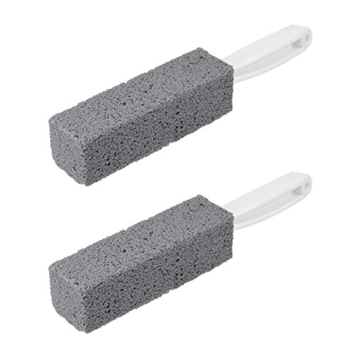 Piedra de Limpieza de Piedra Pómez Natural 2pcs con Mango Agua Dura del Tocador Limpiador para Limpieza Plato/Olla/Rust/Parrilla/Cuidado de Los Pies, Grano Fino, Resistente, Alta Densidad