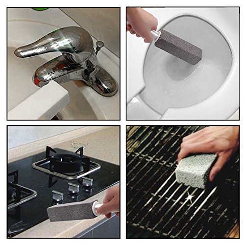 Piedra de Limpieza de Piedra Pómez Natural 2pcs con Mango Agua Dura del Tocador Limpiador para Limpieza Plato/Olla/Rust/Parrilla/Cuidado de Los Pies, Grano Fino, Resistente, Alta Densidad