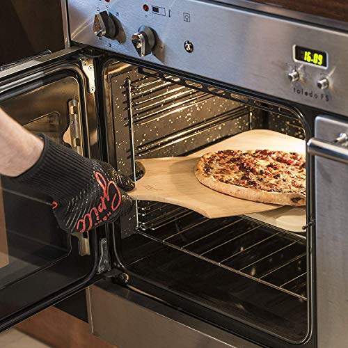 Piedra de Pizza para Horno y Parrilla con Tabla de Madera Hans Grill| Larga Duración, Buen Espesor y de Madera Real, Rectangular y Fácil de Manipular | Apta para Tartas, Pasteles, Pan, Calzones, y Más