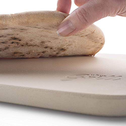 Piedra de Pizza para Horno y Parrilla con Tabla de Madera Hans Grill| Larga Duración, Buen Espesor y de Madera Real, Rectangular y Fácil de Manipular | Apta para Tartas, Pasteles, Pan, Calzones, y Más