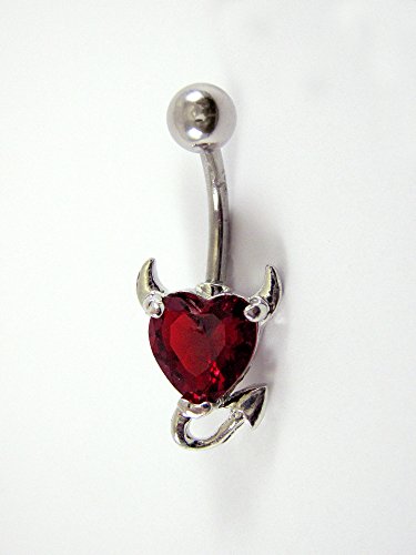 Piercing ombligo de acero quirúrgico con cristales de Swarovski de color rojo