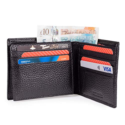 Pierre Cardin - Cartera de piel auténtica para hombre, con bloqueo RFID, suave, ligera, duradera y a prueba de pliegues Negro Negro Medium