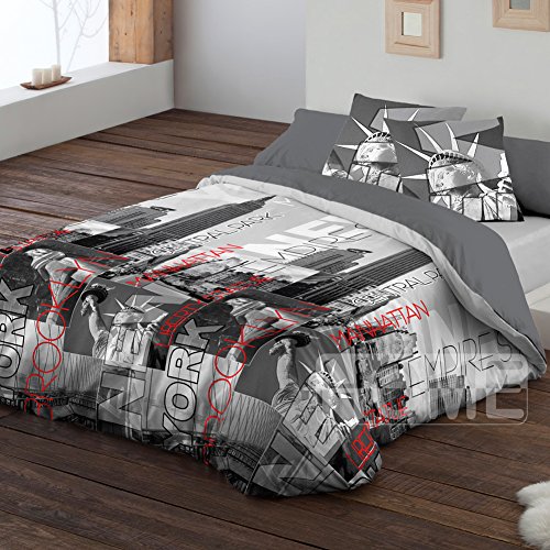 Pierre Cardin - Funda nórdica, bajera y almohadón Nueva York. 180 cm. (270x270) Fácil planchado.