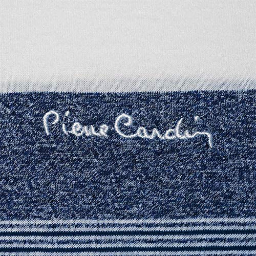 Pierre Cardin Polo a Rayas con Bordado de Firma Rico en Algodón (XL, Teal/Denim/White Stripe)