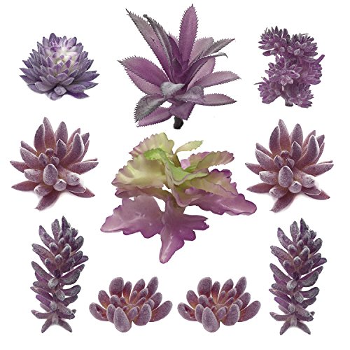 PietyDeko Suculentas Falsas, 10pcs Púrpura Grandes suculentas Artificiales y Ornamentos de Plantas de Cactus para la decoración de la Pared de Plantas Materiales de Bricolaje