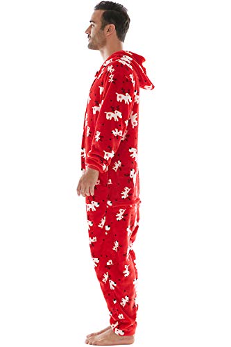 Pijama Hombre Mujer, Pijama en Tejido Franela Polar Suave y cómodo para Toda la Familia, excelente para Invierno, Rojo Navidad - Hombre, L (171-178cm)