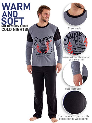Pijama para hombres Harvey James de forro polar térmico Gris gris Medium
