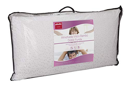 Pikolin Home - Almohada viscoelástica (desenfundable) de bambú, hiper-transpirable, firmeza media, 35x70cm, altura 14cm (Todas las medidas)