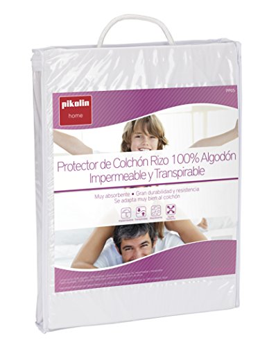 Pikolin Home - Protector de colchón en rizo algodón, impermeable y transpirable, 80x190/200cm-Cama 80 (Todas las medidas)