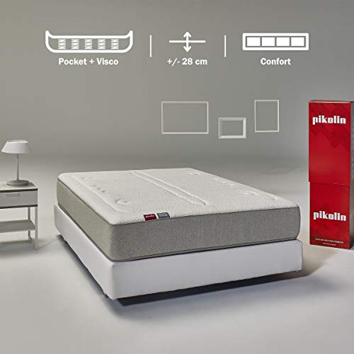 Pikolin Veza, colchón de muelles ensacados y viscoelástica premium, 150x190, firmeza media-alta, colchones confort y calidad máxima