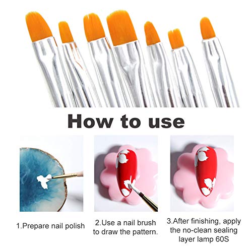 Pinceles para Uñas de Gel,Nail Art Cepillos para Decoración de uñas Pinceles Pintauñas,Pincel para uñas para decoración de uñas pintura patrón puntos trabajo detalle 7pcs