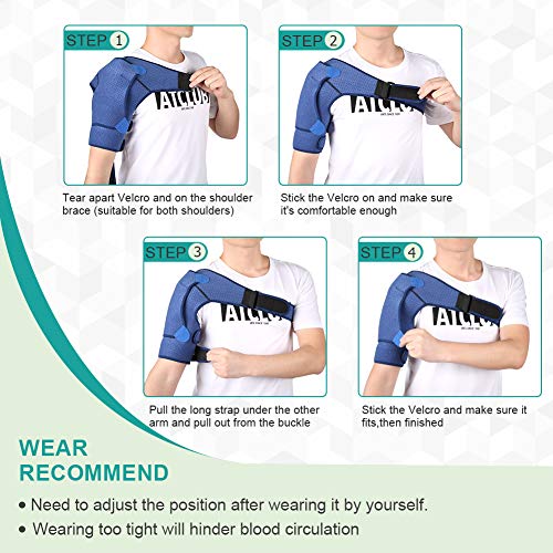 PINCOU Protector Hombro para Mujeres y Hombres, Hombro Apoyo de Neopreno Envoltura Soporte del Manguito Rotador para la Articulación de Dislocada, Tendinitis, Hombro Apoyo con Almohadilla Azul Oscuro