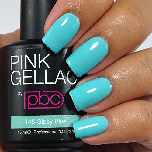 PINK Gellac 145 Gipsy Azul UV nagellack. profesional Gel Esmalte de uñas Goma Laca para al menos 14 días Perfecto brillante uñas
