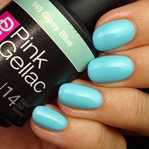 PINK Gellac 145 Gipsy Azul UV nagellack. profesional Gel Esmalte de uñas Goma Laca para al menos 14 días Perfecto brillante uñas