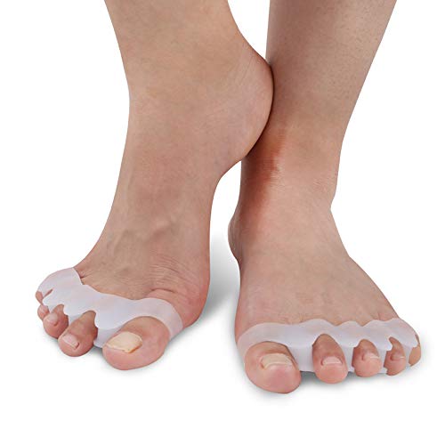 Pinkiou Separadores de dedos de silicona Cinco dedo del pie Hallux Valgus Corrector de juanete para el cuidado de los pies (1 par)