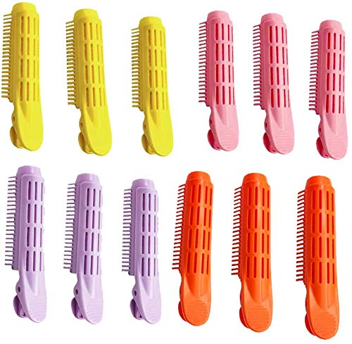 Pinza para dar volumen a la raíz del cabello - Pinza para el pelo esponjosa natural Rizador de raíz para el pelo Pinza ondulada esponjosa - Rizadores para peluquería 12PCS Yellow+Pink+Purple+Orange