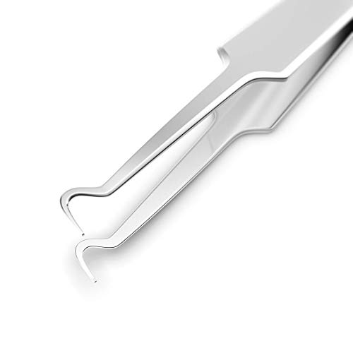 Pinzas de extracción de acné de espinilla negra - FEITA Pro y curva de acero inoxidable de grado quirúrgico Curva de comedón curvada Herramienta para eliminar puntas blancas y poros obstruidos