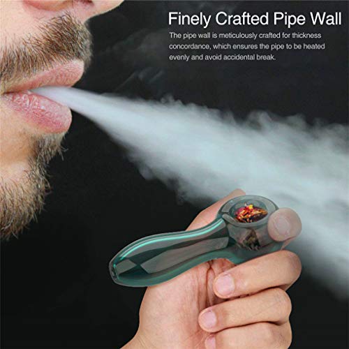 Pipa de cristal de 7 agujeros, tubo de vidrio grueso, resistente al calor, sin olor, bolsillo de ajuste grueso, hermoso regalo para padre marido y coleccionista, pipas verdes de lago para fumar negro