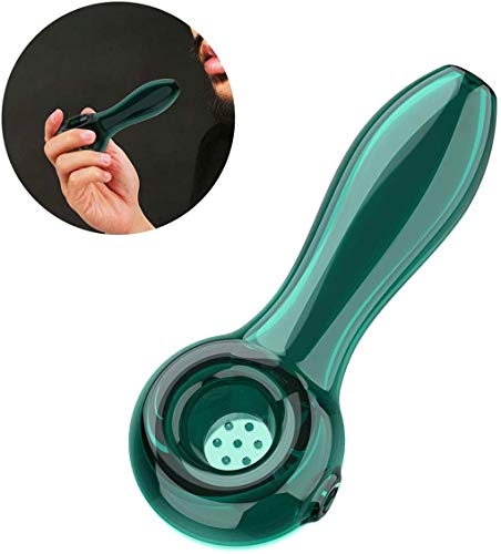 Pipa de cristal de 7 agujeros, tubo de vidrio grueso, resistente al calor, sin olor, bolsillo de ajuste grueso, hermoso regalo para padre marido y coleccionista, pipas verdes de lago para fumar negro