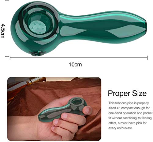 Pipa de cristal de 7 agujeros, tubo de vidrio grueso, resistente al calor, sin olor, bolsillo de ajuste grueso, hermoso regalo para padre marido y coleccionista, pipas verdes de lago para fumar negro