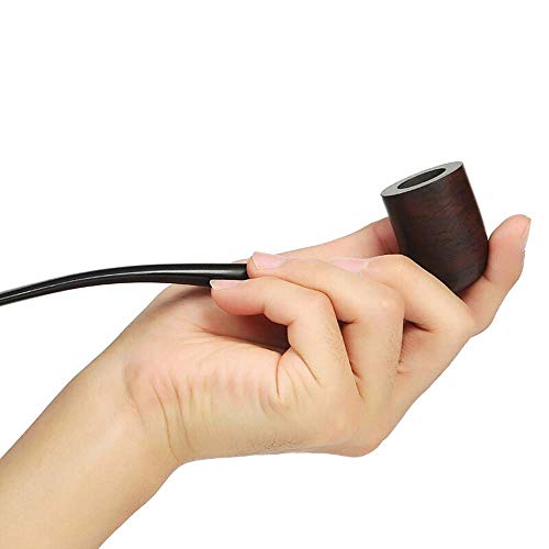 Pipa de Humo de Tabaco clásica Regalo-con La Pipa De Tabaco De Madera del Ébano Hombres Sólidos Delicados De Fumadores De Cigarrillos Titular Conjunto Marrón Larga Polo Regalo Delicado para Hombres