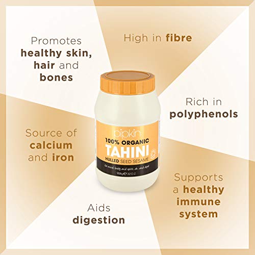 Pipkin 100% Pasta de Tahini Orgánica 908g - Semillas de Sésamo Etíopes Tostadas y Prensadas - Todo Natural, Kosher, Vegano, Sin Gluten, No GMO