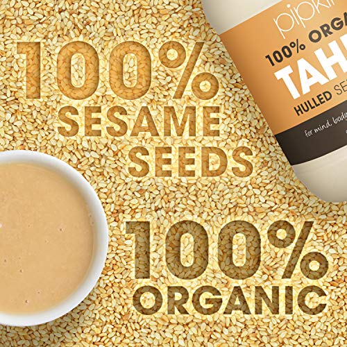 Pipkin 100% Pasta de Tahini Orgánica 908g - Semillas de Sésamo Etíopes Tostadas y Prensadas - Todo Natural, Kosher, Vegano, Sin Gluten, No GMO