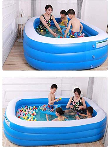 Piscina Adulto Inflable Inicio Engrosamiento de Gran tamaño Infantil Infantil Exterior Verano rectangulares Juguetes for, Blue-180x140x60cm