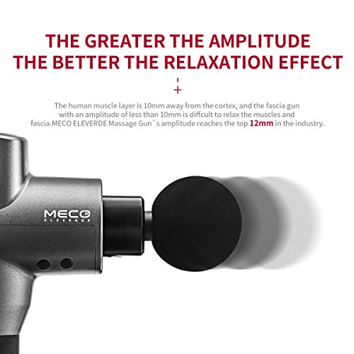 Pistola de Masaje Muscular, MECO Masajeador Profesional de Músculos de Tejido Profundo con 6 Niveles Ajustables 5 Cabezales de Masaje, 3200 RPM, Ultra Silencioso para Relajación Fatiga, Gimnasio-Negro