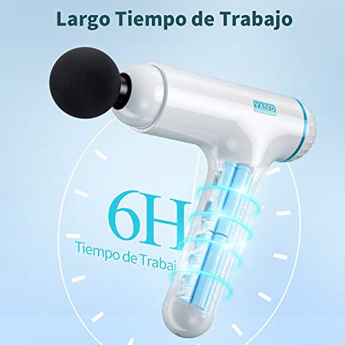 Pistola de Masaje Muscular,YABER Masajeador de Músculos de Tejido Profundo,4 Cabezas de Masaje y 3 Niveles Ajustables,Ultra Silenciosos para Relajación Recuperación Fatiga