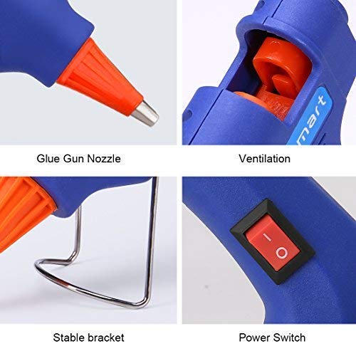 Pistola de pegamento caliente Blusmart, 20W de alta temperatura, 30 piezas de pegamento
