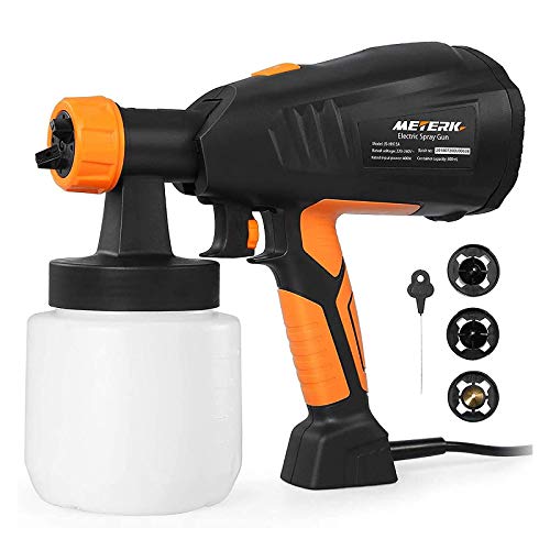 Pistola de Pintura, Meterk 400w Pistola de Pulverización Pintura Eléctrica,800ml/Min con 3 Boquillas 3 Patrones de Pulverización