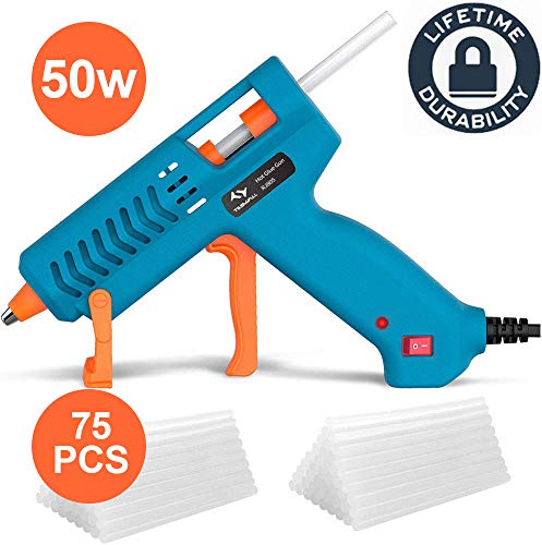 Pistola de Silicona Caliente 50W Tilswall,Pistola de Pegamento con 75pcs Barras,Pistola Manualidades para Bricolaje,Pistolas Encolar para Arte,Empaques,Reparaciones y en el hogar,Oficina y Escuela